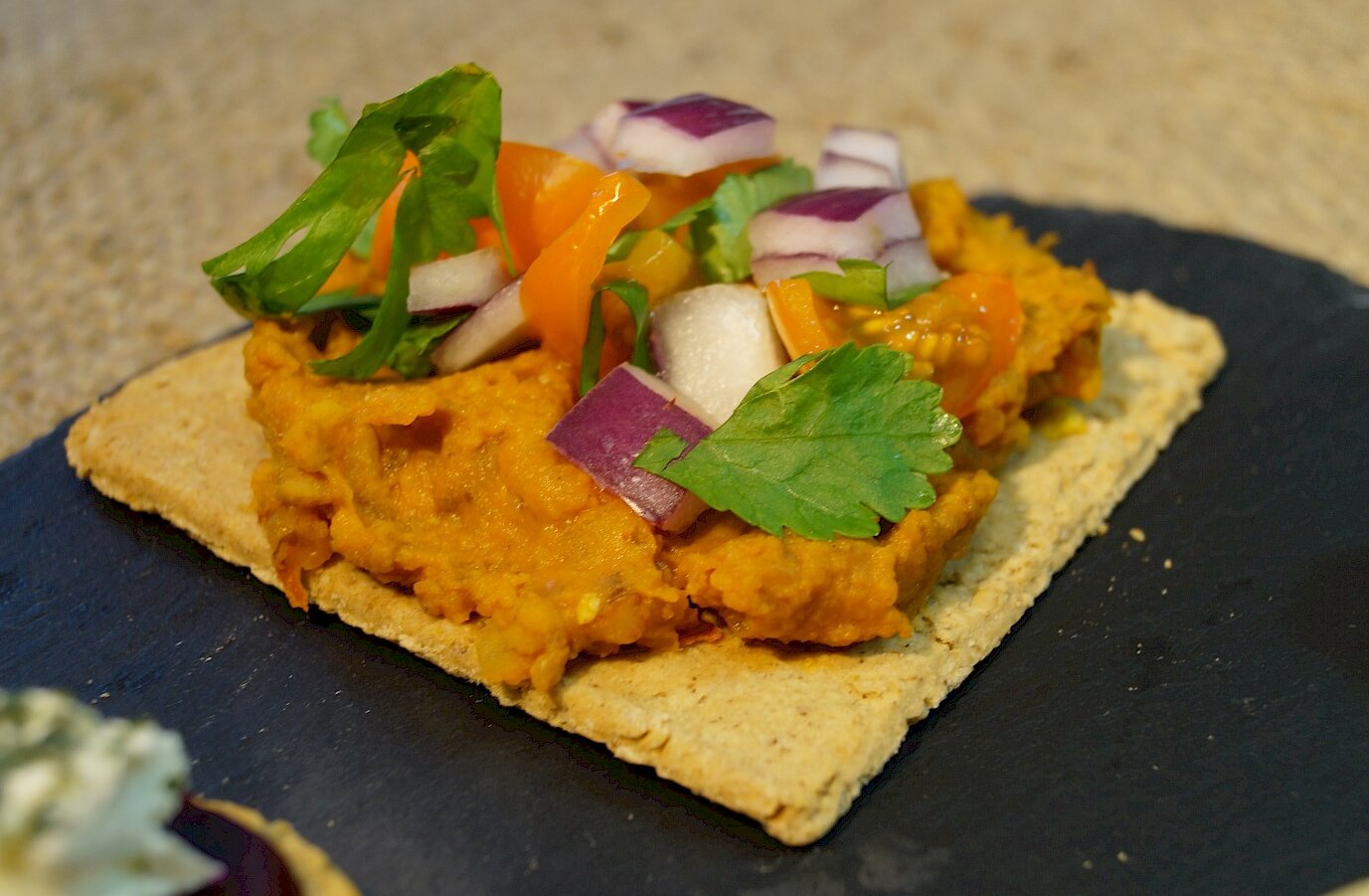 spicy bean pate recipe serve with Stockan's oatcakes